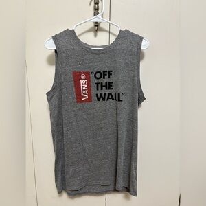 Vans Gray Off The Wall Graphic Sleeveless Tank Top Logo Woman Large